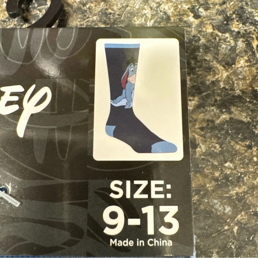Disney Men's Crew Socks Set - Navy Blue & Light Blue with Winnie the Pooh